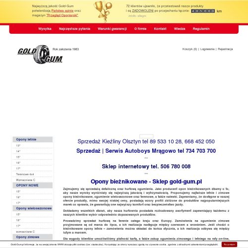 Olsztyn - bieżnikowanie opon