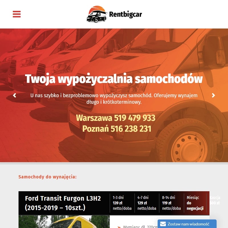 Śrem - wynajem samochodu dostawczego