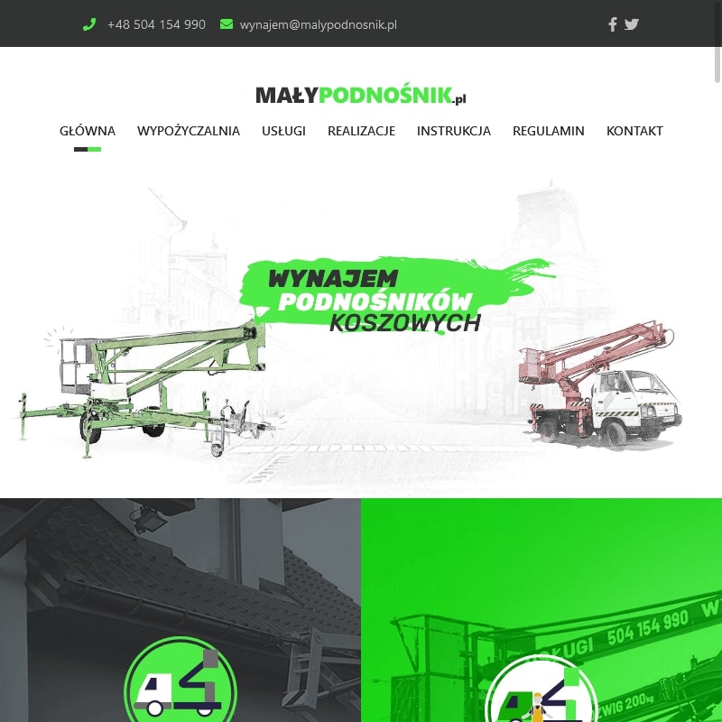 Podnośnik koszowy na przyczepie wynajem w Piasecznie